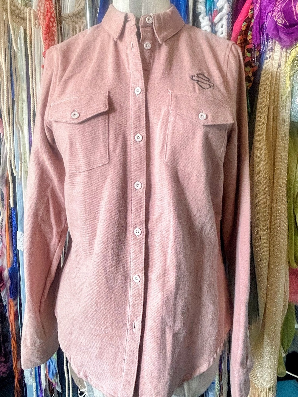 NWT Harley Davidson Women's Chrome Warrior Melange Shirt - Ash Rose MEDIUM